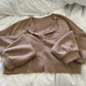waffle knit cropped sweater